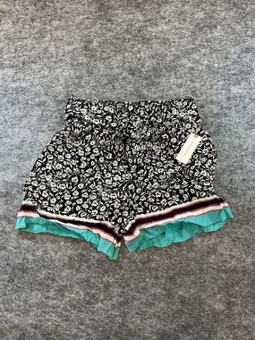 Maeve Black and White Floral High Waisted Shorts A24